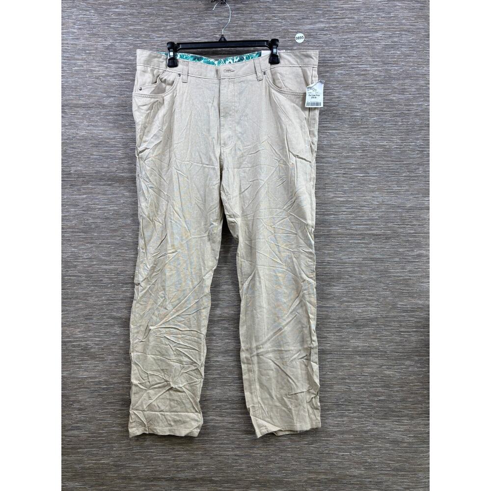 Cubavera Pants Mens 38x30 Beige Linen Blend Flat Front Chino Lightweight Summer